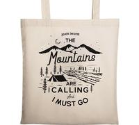 The Mountains are Calling and I Must Go - Bolsa de algodón ecológico natural, color beige, beige, Talla única