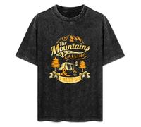 The Mountains Are Calling and I Must Go Camping Hiking Men's T-Shirt Unisex Black Men Tees S