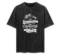 The Mountains Are Calling and I Must Go Funny Campers Camping Slate Men's T-Shirt Unisex Black Men Tees S
