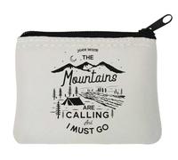 The Mountains are Calling and I Must Go - Monedero de neopreno (10 x 11 cm), color blanco, White, Talla única