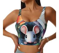The Mouse in the Gothic Studio - Sujetadores deportivos para mujer de alto soporte - Top de entrenamiento cómodo y elegante | Plus, Negro , XXL