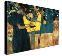 The Music by Gustav Klimt 1895 - Cuadro Lienzo enmarcado para pared, varios tamaños (A0 [117 x 81 cm)