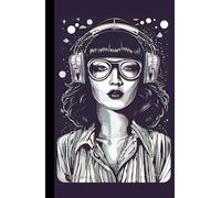 The Music of Living Notebook: The artist girl is listening to music designed on the hardcover notebook. Thin lines on cream paper for writing 140 pages, 5.5 x 8.5 inches.