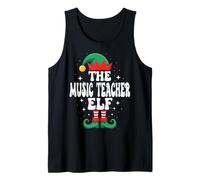 The Music Teacher Elf Funny Christmas Matching Family Camiseta sin Mangas
