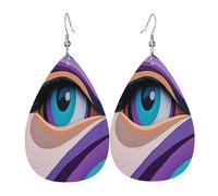 The Mysterious Eye - Pendientes de piel con forma de lágrima para mujer, ligeros, de PVC, ganchos de plata 925, impresiones de doble cara, regalo hipoalergénico