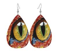 The Mysterious Eyes - Pendientes de piel con forma de lágrima para mujer, ligeros, de PVC, ganchos de plata 925, impresiones de doble cara, regalo hipoalergénico