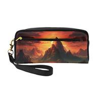 The mysterious mountain range glowing under the sunset - Bolsa de maquillaje de viaje versátil, impresión de doble cara, organizador de cosméticos de piel sintética ultrasuave para mujeres, regalos