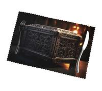 The Mysterious Music Box - Juego de 6 manteles individuales de 12 x 18 pulgadas, adecuados para fiestas, decoraciones de restaurantes, banquetes de vacaciones.