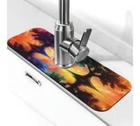 The Mysterious Tree of Life - Tapete de grifo para fregadero de cocina, tapete de secado súper absorbente para cocina, baño, fregadero, cafetería, bar, grifo, decoración de regalos (15 x 5.5 pulgadas)