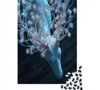 The Mysterious White CiervoAstas Azules BrillantesRompecabezas De 1000 Piezas para Adultos, Juegos De Desafío para Niños, Regalos38x26cm/1000pcs