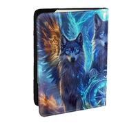 The Mystery Wolf Trio - Funda para pasaporte, funda de viaje de piel sintética para pasaporte, organizador para hombres y mujeres, 6.5 pulgadas, Black, Talla única