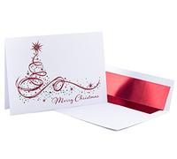 The Napa Press Tarjetas de Navidad - Merry Christmas - árbol de Navidad 20 unidades rojo aluminio en relieve de Premium tarjetas y lámina de color rojo con forro sobres