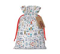 The Nature Wildlands - Bolsa de Navidad práctica con estampado de actividades silvestres con cordón, 4.7 x 6.9 pulgadas para Navidad, Halloween