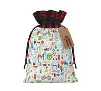 The Nature Wildlands - Bolsa de regalo de Navidad con patrón de actividades silvestres, bolsa de regalo de lino con cordón, embalaje de regalo para festivales y fiestas.