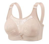 The New Large Size Thin of Anti Wandering Gathered Comfort Underwear Bra Without Ring Spring and Summer Ladies Fitness Damen Outfit, gris, 42