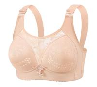 The New Large Size Thin of Anti Wandering Gathered Comfort Underwear Bra Without Ring Spring and Summer Ladies Fitness Damen Outfit, Oro Rosa, 48