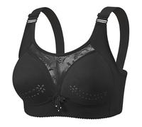 The New Large Size Thin of Anti Wandering Gathered Comfort Underwear Bra Without Ring Spring and Summer Ladies Fitness Damen Outfit, Negro , 44