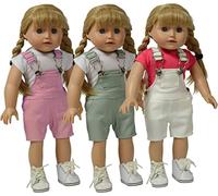 The New York Doll Collection Set de 3 Multi Color Muñeca Tela Asargada Peto - Rosado, Gris y Blanco Peto - Para Moda Niña Muñecas - Encaja 18 pulgadas / 46 cm Muñecas - Muñeca Ropa - Muñeca Accesorios