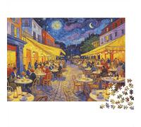The Night Café Puzzle 1000 Piezass Reciclable Material Café Terrace at Night Puzzles para Adultos Juego Familiar Time Props Interesting Juego Familiar para el Hogar 52x38cm/1000 Piezas