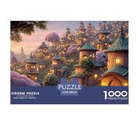 The Night View of The Ancient City in China 1000 Pcs Cartón Fuerte Rompecabezas Twilight Hilltop Town Liberador De Estrés Juego Creativo Puzzle para Niños Pequeños 38x26cm/1000pcs