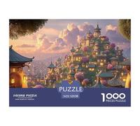 The Night View of The Ancient City in China 1000 Pcs Cartón Fuerte Rompecabezas Whimsical Hilltop Village Liberador De Estrés Juego Creativo Puzzle para Adultos Y Niños 52x38cm/1000pcs