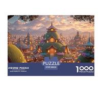 The Night View of The Ancient City in China 1000 Pcs Cartón Rompecabezas Whimsical Hilltop Village Liberador De Estrés Juego Familiar Puzzle Juego De Desafío Difícil 38x26cm/1000pcs