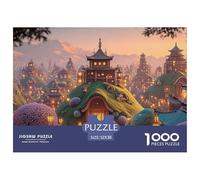 The Night View of The Ancient City in China 1000 Piezas Cartón Rompecabezas Whimsical Hilltop Village Imposible, Difícil Juego Creativo Puzzle para Adultos Y Niños 52x38cm/1000pcs