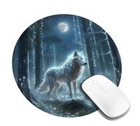The Night White Fox - Alfombrilla de mouse de goma antideslizante de 8 pulgadas, superficie redonda cómoda para oficina, juegos y estudio, 2 unidades