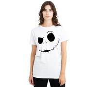 The Nightmare Before Christmas Disney Jack Face Camiseta de Mujer, Blanco, XXL