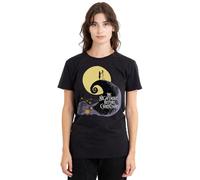 The Nightmare Before Christmas Disney Moon Silhouette Camiseta de Mujer, Negro, XXL