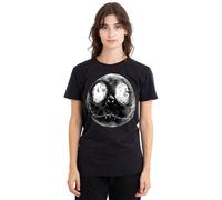 The Nightmare Before Christmas Jack Skellington Grey Face Ladies T Shirt, Black Camiseta, Negro, S para Mujer