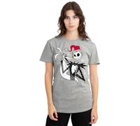 The Nightmare Before Christmas Jack Skellington Ladies T Shirt, Athletic Heather Camiseta, Gris, M para Mujer