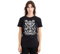 The Nightmare Before Christmas Sleep Till Xmas Ladies T Shirt, Black Camiseta, Negro, XL para Mujer