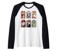The Nightmare Before Christmas Stained Glass Characters Camiseta Manga Raglan