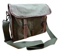 The Ninth Gate Dean Corso Mysterious Satchel Réplica Vintage Francés Militar Musette Lona y Cuero de Vaca Bandolera Bandolera Verde