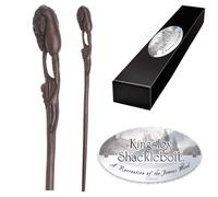 Replica the noble collection harry potter kingsley shaklebolt varita con caja y placa de identificacion