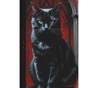 The Nocturnal Cat | Lined Journal with Gothic Aesthetic in Red: 120 lined pages, 6 x 9 inches, for school, college, office supply, self care diary, cat lovers gift