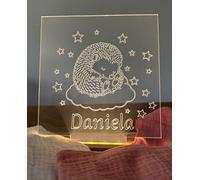 The Nordic Elf Lámpara Infantil Personalizada con Nombre Quitamiedos para habitación de bebé, decoración Nocturna para niños. Diferentes diseños de Animales. Regalo bebé, recién Nacido (1, Erizo)