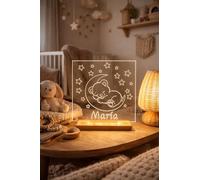 The Nordic Elf Lámpara infantil Personalizada con nombre. Quitamiedos para habitación de bebé, decoración nocturna para niños. Diferentes diseños de animales. Regalo bebé, recién nacido (1, Osito)