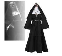 The Nun Cosplay Black Long Dress Scraf Costume for Women The Conjuring Cosplay Adult Halloween Horror Ghost Fancy Dress