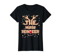 The Nurse Reno Divertido Navidad Enfermera Pijama Grupo Camiseta gráfica económica, Mujer, Negro, S
