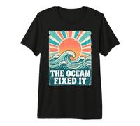 The Ocean Fixed It Retro Beach Waves Sun Camiseta Premium