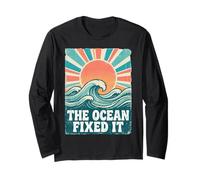 The Ocean Fixed It Retro Beach Waves Sun Manga Larga