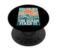 The Ocean Fixed It Retro Beach Waves Sun PopSockets PopGrip Adhesivo