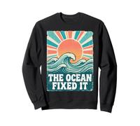The Ocean Fixed It Retro Beach Waves Sun Sudadera