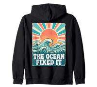 The Ocean Fixed It Retro Beach Waves Sun Sudadera con Capucha
