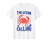 The Ocean Is Calling Funny Nature Beach Crab Back Hombres Mujeres Camiseta