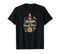 The Ocean Is My Happy Place Lighthouse Nautical Design Camiseta