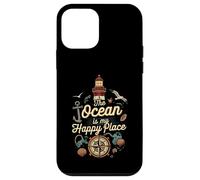 The Ocean Is My Happy Place Lighthouse Nautical Design Carcasa para iPhone 12 Mini