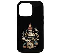 The Ocean Is My Happy Place Lighthouse Nautical Design Carcasa para iPhone 13 Pro